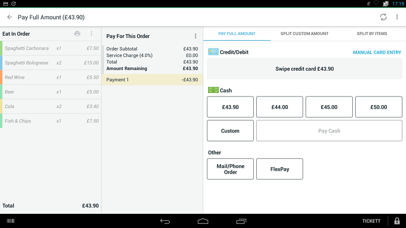 &ldquo;Flexpay order screen&rdquo;