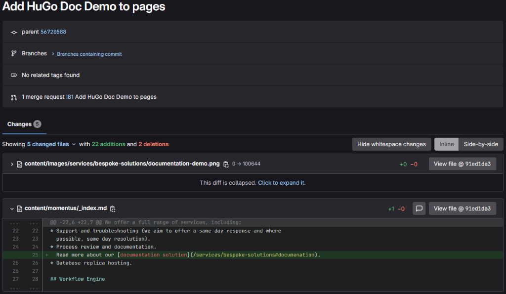 documentation gitlab change